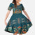 Dark Cyan Blue Batik Papua-inspired Pattern Family Matching Summer Maxi Dress and Hawaiian Shirt - Polynesian Pride