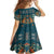 Dark Cyan Blue Batik Papua-inspired Pattern Family Matching Summer Maxi Dress and Hawaiian Shirt - Polynesian Pride