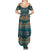 Dark Cyan Blue Batik Papua-inspired Pattern Family Matching Summer Maxi Dress and Hawaiian Shirt - Polynesian Pride