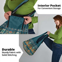 Dark Cyan Blue Batik Papua-inspired Pattern Grocery Bag - Polynesian Pride