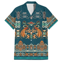 Dark Cyan Blue Batik Papua-inspired Pattern Hawaiian Shirt - Polynesian Pride