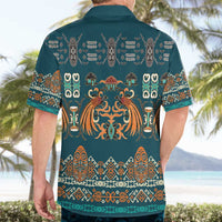 Dark Cyan Blue Batik Papua-inspired Pattern Hawaiian Shirt - Polynesian Pride