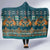 Dark Cyan Blue Batik Papua-inspired Pattern Hooded Blanket - Polynesian Pride