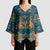 Dark Cyan Blue Batik Papua-inspired Pattern Kimono Sleeve Blouse - Polynesian Pride