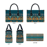 Dark Cyan Blue Batik Papua-inspired Pattern Leather Bag - Polynesian Pride