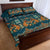 Dark Cyan Blue Batik Papua-inspired Pattern Quilt Bed Set - Polynesian Pride
