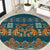 Dark Cyan Blue Batik Papua-inspired Pattern Round Carpet - Polynesian Pride