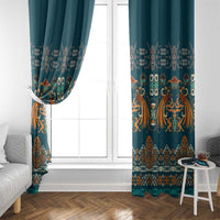 Dark Cyan Blue Batik Papua-inspired Pattern Window Curtain - Polynesian Pride