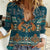 Dark Cyan Blue Batik Papua-inspired Pattern Women Casual Shirt - Polynesian Pride