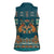 Dark Cyan Blue Batik Papua-inspired Pattern Women Sleeveless Polo Shirt - Polynesian Pride