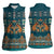 Dark Cyan Blue Batik Papua-inspired Pattern Women Sleeveless Polo Shirt - Polynesian Pride