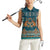 Dark Cyan Blue Batik Papua-inspired Pattern Women Sleeveless Polo Shirt - Polynesian Pride