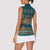 Dark Cyan Blue Batik Papua-inspired Pattern Women Sleeveless Polo Shirt - Polynesian Pride