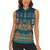 Dark Cyan Blue Batik Papua-inspired Pattern Women Sleeveless Polo Shirt - Polynesian Pride