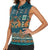Dark Cyan Blue Batik Papua-inspired Pattern Women Sleeveless Polo Shirt - Polynesian Pride