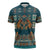 Dark Cyan Blue Batik Papua-inspired Pattern Zipper Polo Shirt - Polynesian Pride