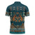 Dark Cyan Blue Batik Papua-inspired Pattern Zipper Polo Shirt - Polynesian Pride