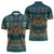 Dark Cyan Blue Batik Papua-inspired Pattern Zipper Polo Shirt - Polynesian Pride