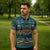Dark Cyan Blue Batik Papua-inspired Pattern Zipper Polo Shirt - Polynesian Pride