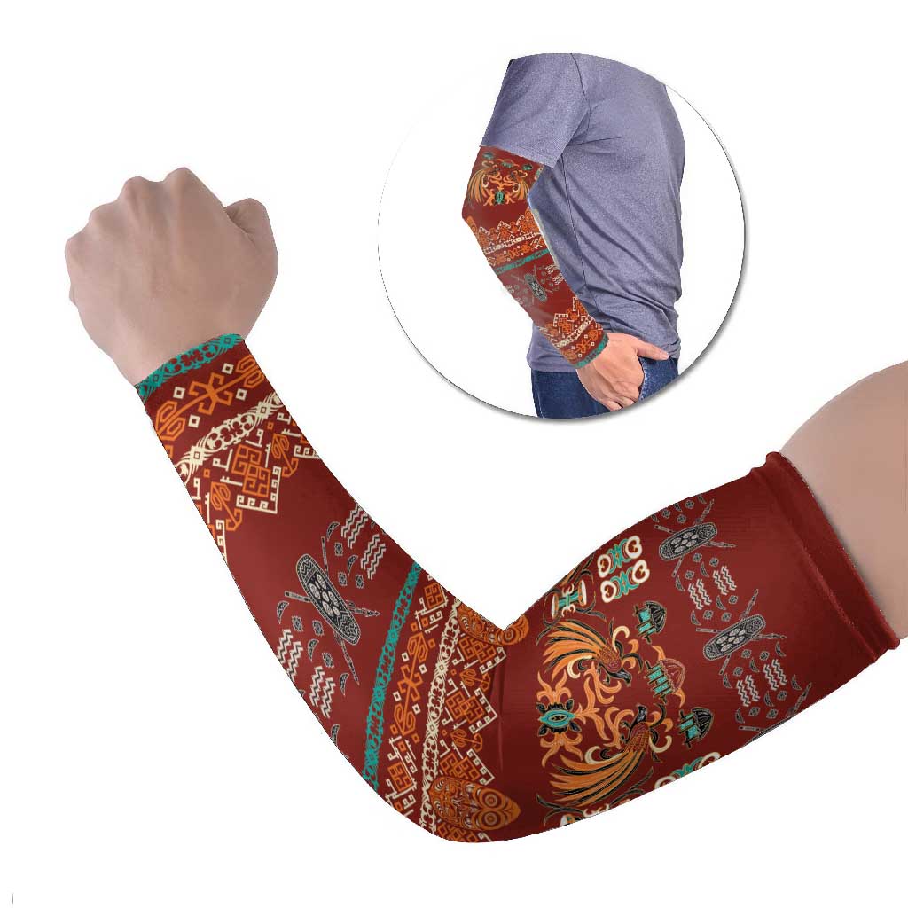 Oxblood Batik Papua-inspired Pattern Arm Sleeves - Polynesian Pride