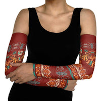 Oxblood Batik Papua-inspired Pattern Arm Sleeves - Polynesian Pride