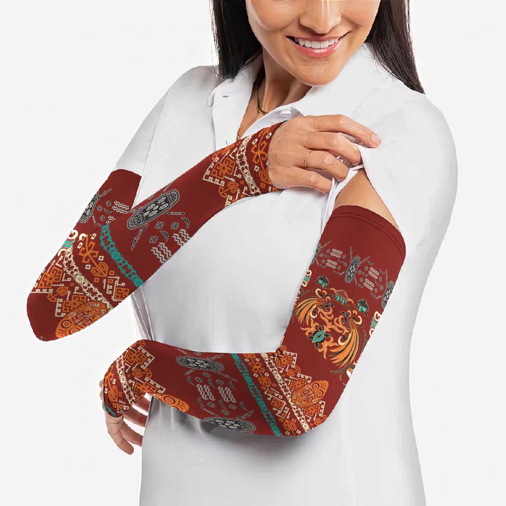 Oxblood Batik Papua-inspired Pattern Arm Sleeves - Polynesian Pride