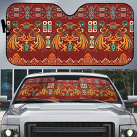 Oxblood Batik Papua-inspired Pattern Auto Sun Shade - Polynesian Pride