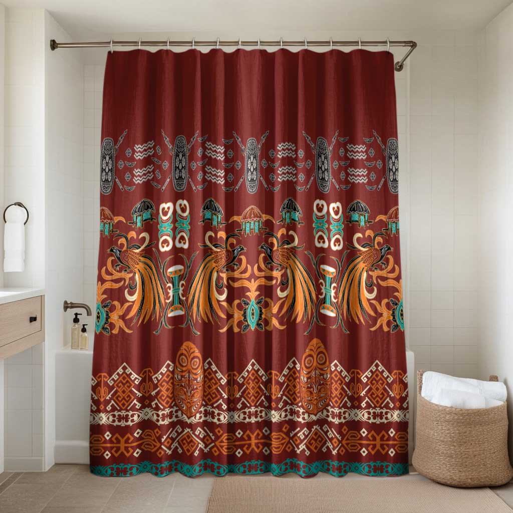 Oxblood Batik Papua-inspired Pattern Bathroom Set - Polynesian Pride