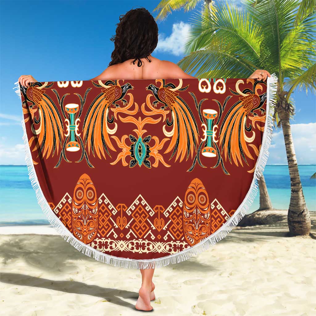 Oxblood Batik Papua-inspired Pattern Beach Blanket - Polynesian Pride