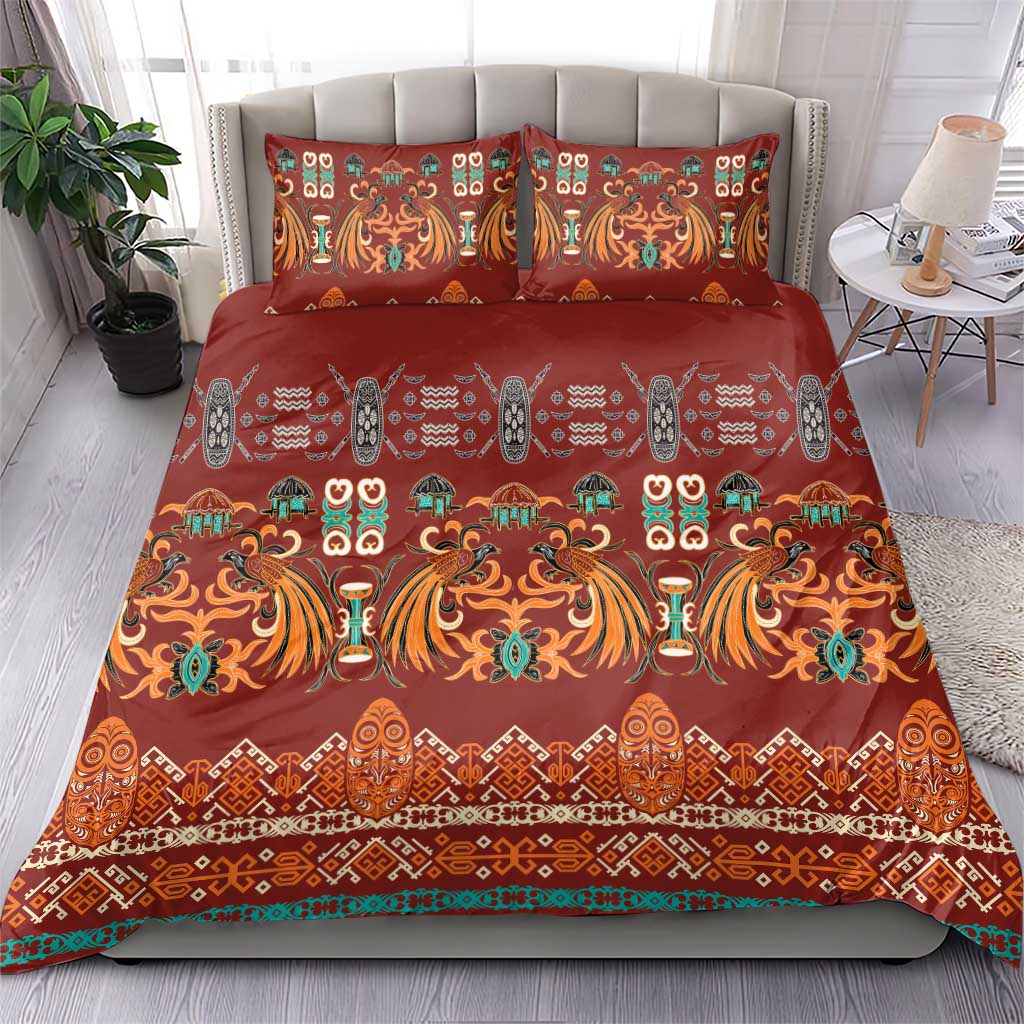 Oxblood Batik Papua-inspired Pattern Bedding Set - Polynesian Pride