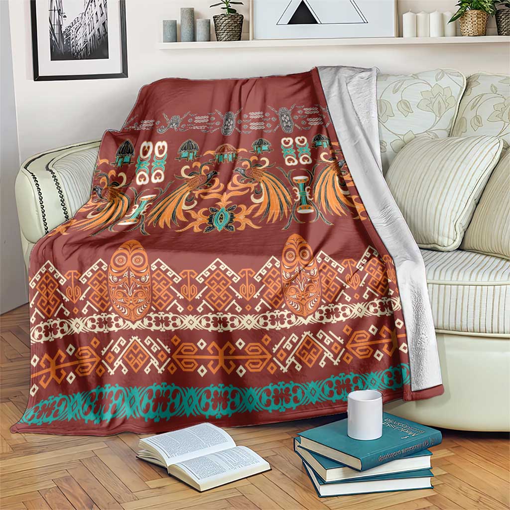 Oxblood Batik Papua-inspired Pattern Blanket - Polynesian Pride
