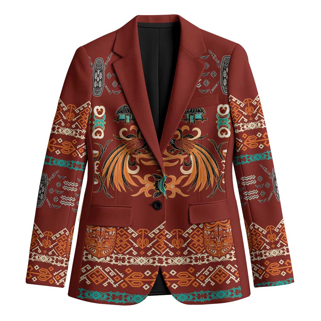 Oxblood Batik Papua-inspired Pattern Blazer - Polynesian Pride
