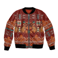 Oxblood Batik Papua-inspired Pattern Bomber Jacket - Polynesian Pride
