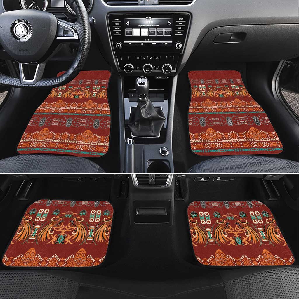 Oxblood Batik Papua-inspired Pattern Car Mats - Polynesian Pride