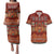 Oxblood Batik Papua-inspired Pattern Couples Matching Puletasi and Hawaiian Shirt - Polynesian Pride