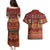 Oxblood Batik Papua-inspired Pattern Couples Matching Puletasi and Hawaiian Shirt - Polynesian Pride