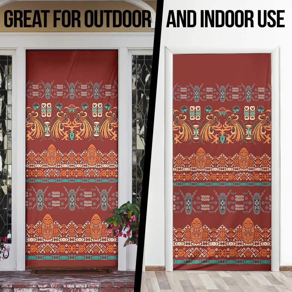 Oxblood Batik Papua-inspired Pattern Door Cover - Polynesian Pride