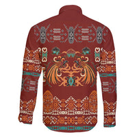 Oxblood Batik Papua-inspired Pattern Family Matching Off Shoulder Short Dress and Hawaiian Shirt LT9 - Polynesian Pride