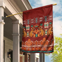 Oxblood Batik Papua-inspired Pattern Garden Flag - Polynesian Pride