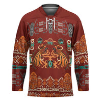 Oxblood Batik Papua-inspired Pattern Hockey Jersey - Polynesian Pride