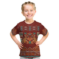 Oxblood Batik Papua-inspired Pattern Kid T Shirt LT9 Red - Polynesian Pride
