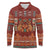 Oxblood Batik Papua-inspired Pattern Long Sleeve Polo Shirt - Polynesian Pride