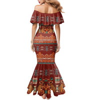 Oxblood Batik Papua-inspired Pattern Mermaid Dress - Polynesian Pride