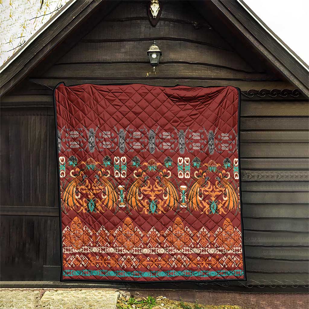 Oxblood Batik Papua-inspired Pattern Quilt - Polynesian Pride
