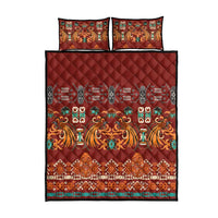 Oxblood Batik Papua-inspired Pattern Quilt Bed Set - Polynesian Pride