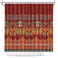 Oxblood Batik Papua-inspired Pattern Shower Curtain - Polynesian Pride
