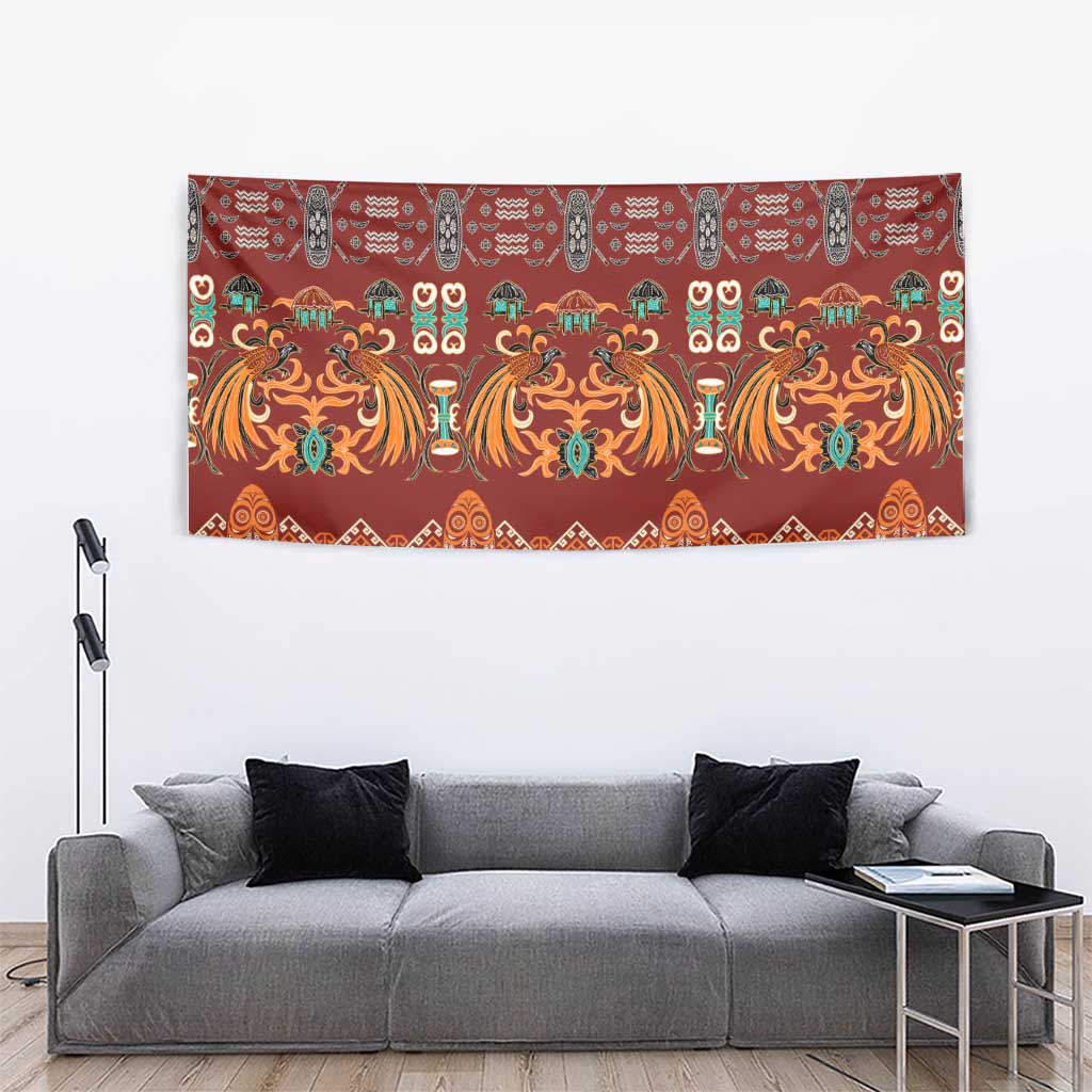 Oxblood Batik Papua-inspired Pattern Tapestry - Polynesian Pride