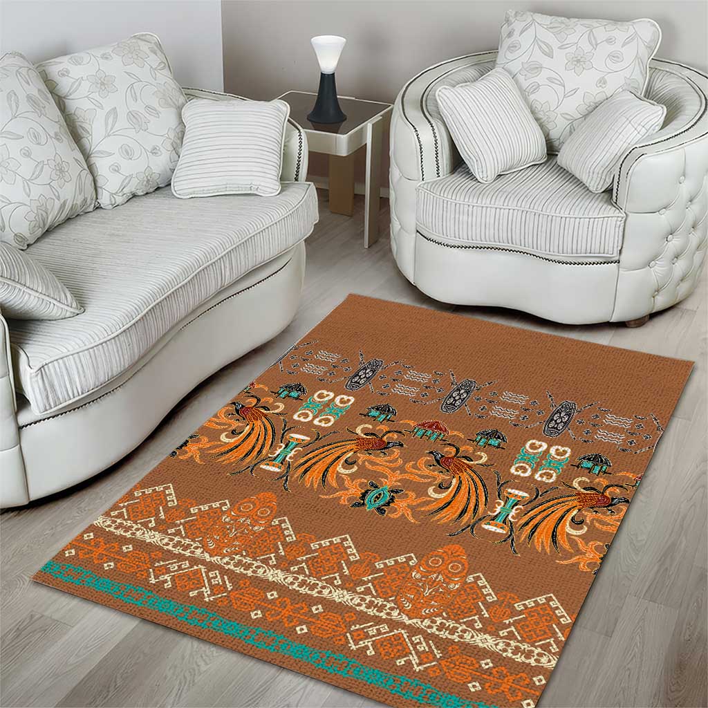 Terracotta Batik Papua-inspired Pattern Area Rug - Polynesian Pride