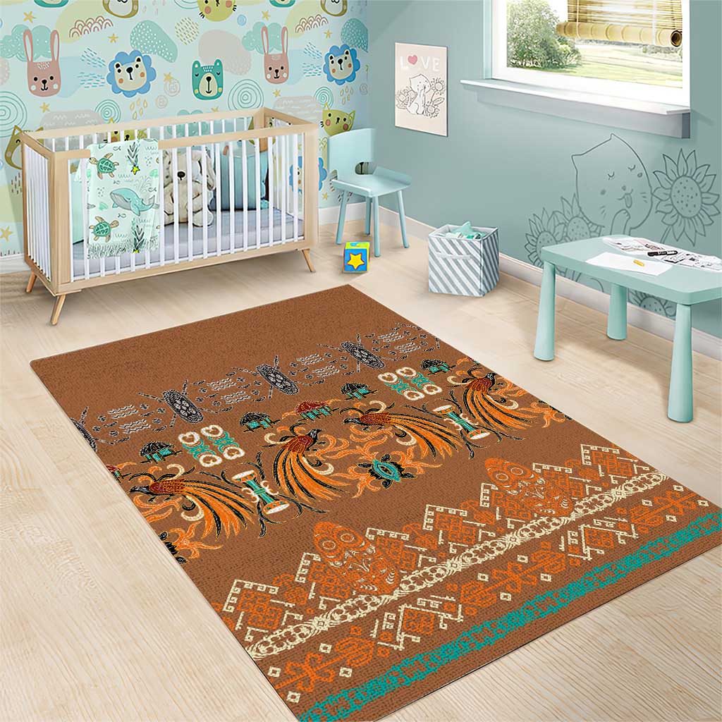 Terracotta Batik Papua-inspired Pattern Area Rug - Polynesian Pride
