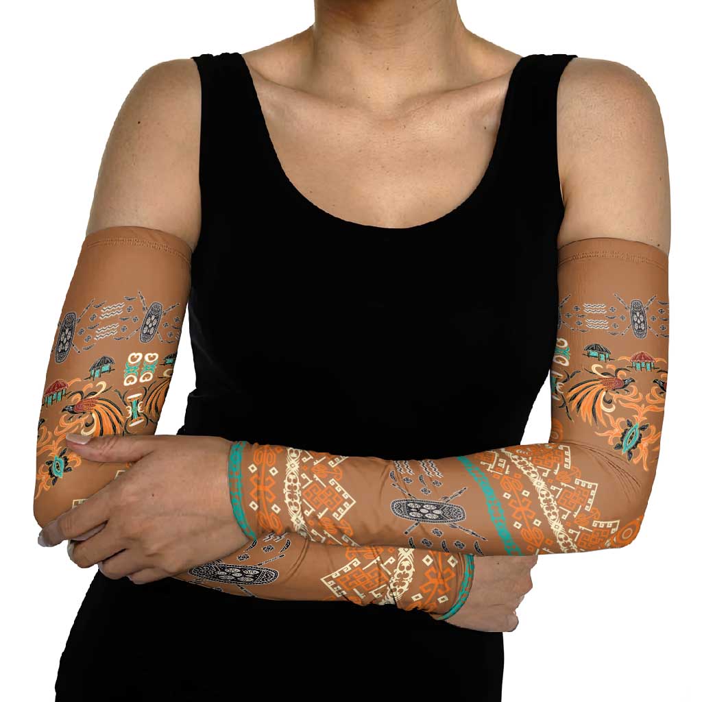Terracotta Batik Papua-inspired Pattern Arm Sleeves - Polynesian Pride